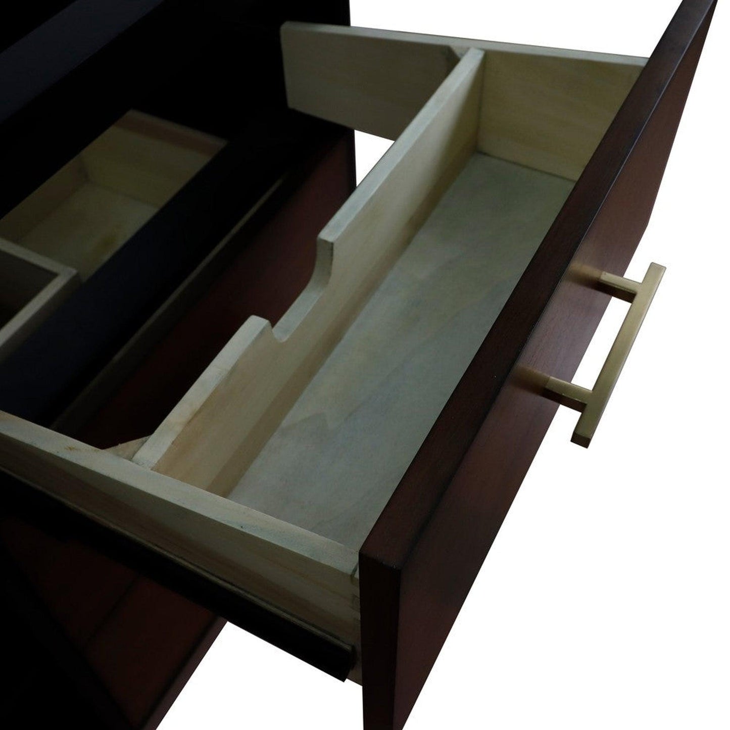 Bellaterra Home Imola 60" 2-Door 4-Drawer 2-Shelf Walnut and Black Freestanding Double Vanity Base