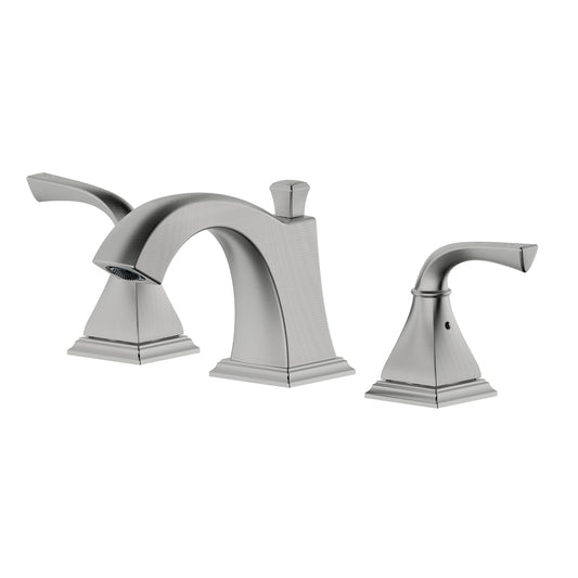 Bellaterra Home Kaden 4" Double-Handle Widespread Brushed Nickel Bathroom Sink Faucet With Drain Assembly