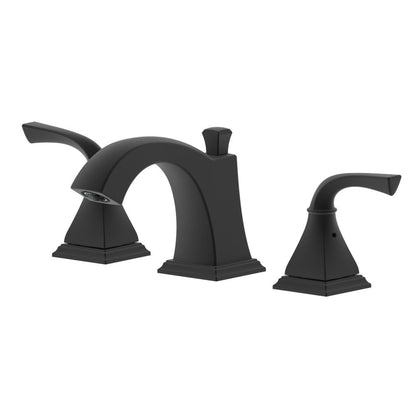 Bellaterra Home Kaden 4" Double-Handle Widespread Matte Black Bathroom Sink Faucet With Drain Assembly