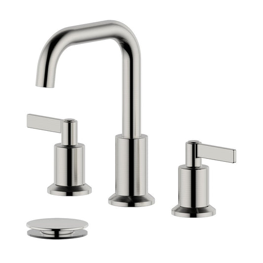Bellaterra Home Kadoma 9" Double-Handle Widespread Brushed Nickel Bathroom Sink Faucet With Drain Assembly
