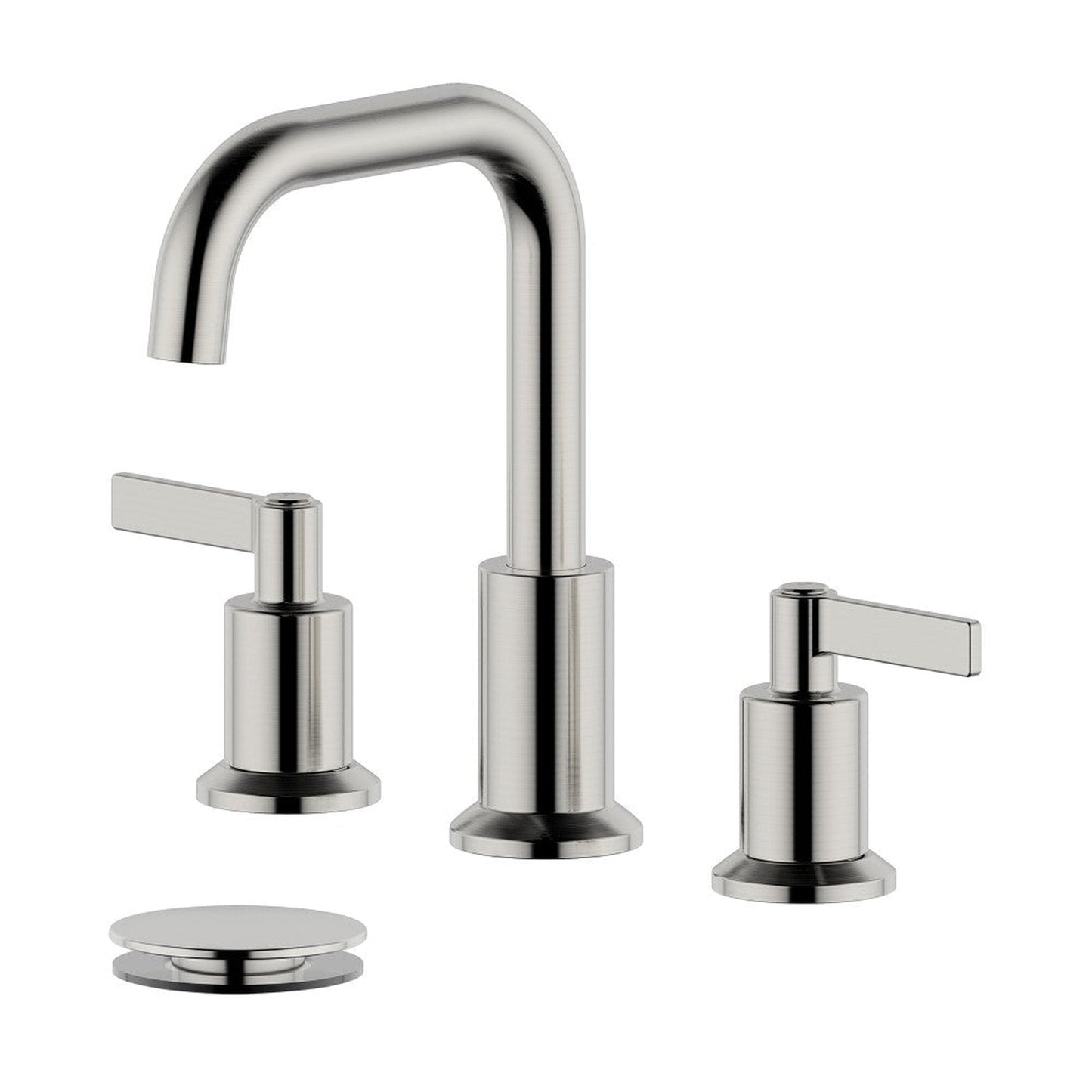 Bellaterra Home Kadoma 9" Double-Handle Widespread Brushed Nickel Bathroom Sink Faucet With Overflow Drain Assembly
