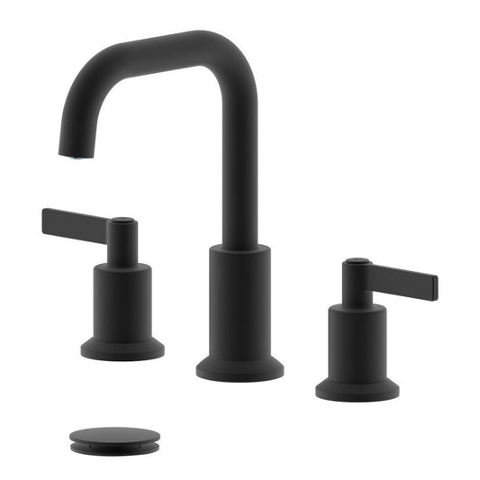 Bellaterra Home Kadoma 9" Double-Handle Widespread Matte Black Bathroom Sink Faucet With Drain Assembly