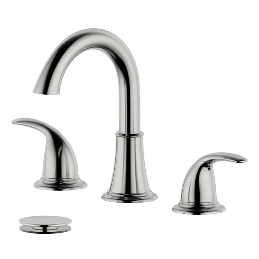 Bellaterra Home Karmel 7" Double-Handle Widespread Brushed Nickel Bathroom Sink Faucet With Drain Assembly