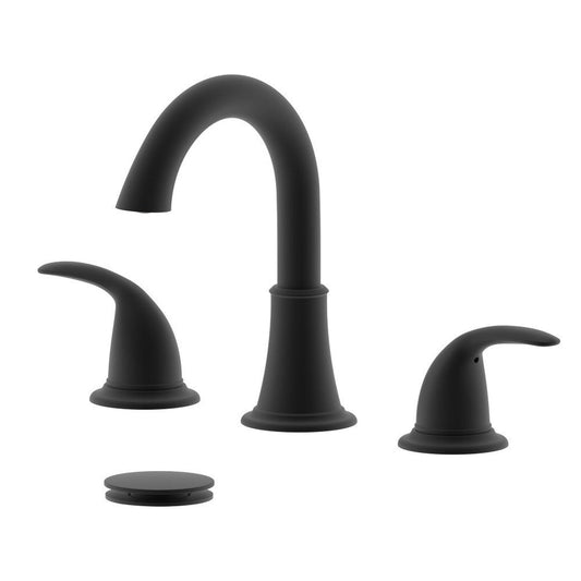 Bellaterra Home Karmel 7" Double-Handle Widespread Matte Black Bathroom Sink Faucet With Drain Assembly