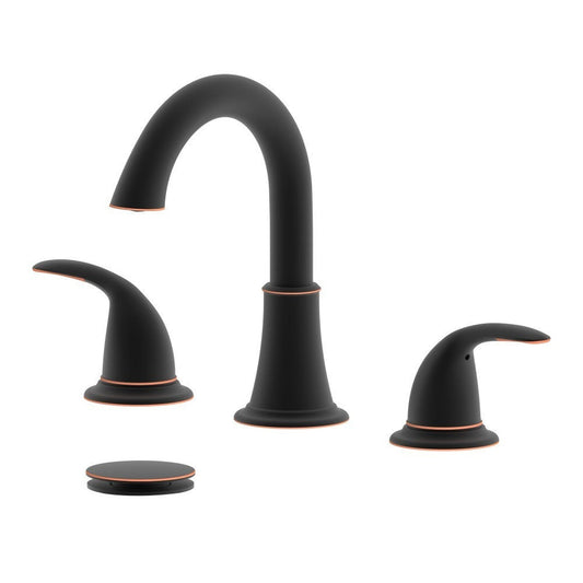 Bellaterra Home Karmel 7" Double-Handle Widespread Oil Rubbed Bronze Bathroom Sink Faucet With Drain Assembly