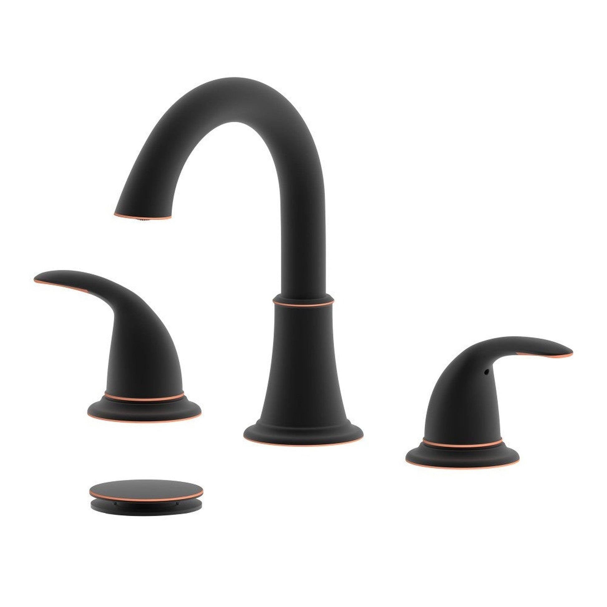 Bellaterra Home Karmel 7" Double-Handle Widespread Oil Rubbed Bronze Bathroom Sink Faucet With Overflow Drain Assembly