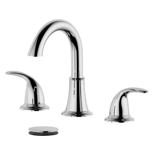 Bellaterra Home Karmel 7" Double-Handle Widespread Polished Chrome Bathroom Sink Faucet With Drain Assembly