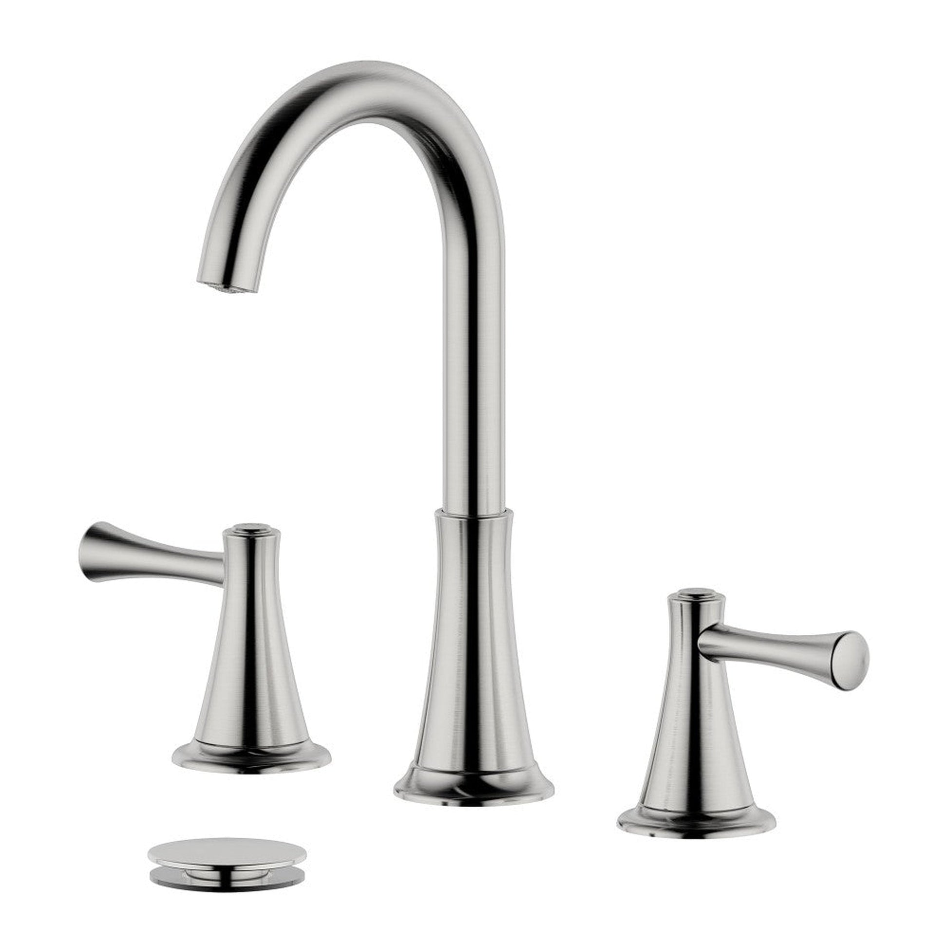 Bellaterra Home Kassel 7" Double-Handle Widespread Brushed Nickel Bathroom Sink Faucet With Overflow Drain Assembly