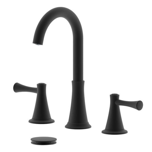 Bellaterra Home Kassel 7" Double-Handle Widespread Matte Black Bathroom Sink Faucet With Drain Assembly
