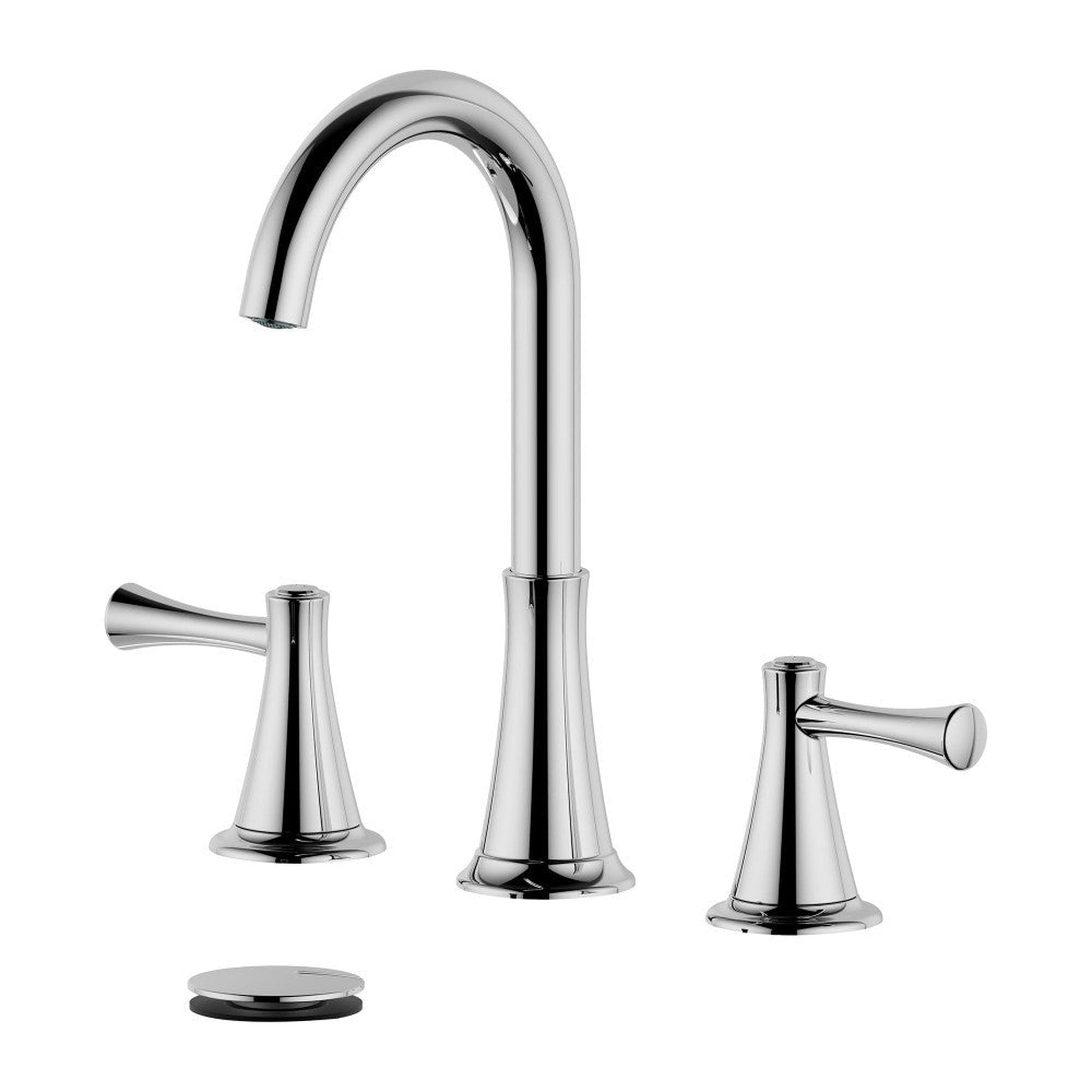 Bellaterra Home Kassel 7" Double-Handle Widespread Polished Chrome Bathroom Sink Faucet With Drain Assembly