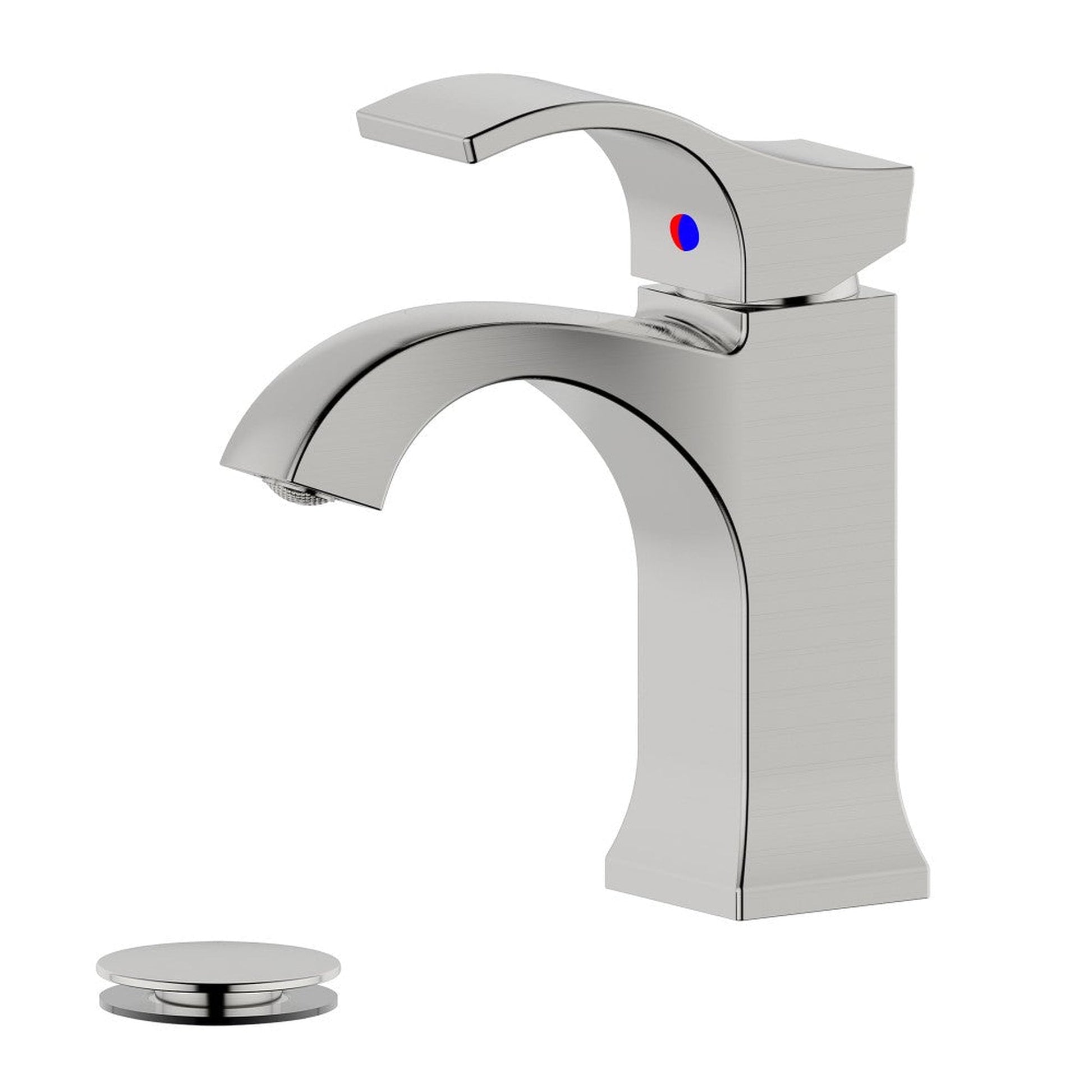 Bellaterra Home Kediri 5" Single-Hole and Single Handle Brushed Nickel Bathroom Sink Faucet With Drain Assembly