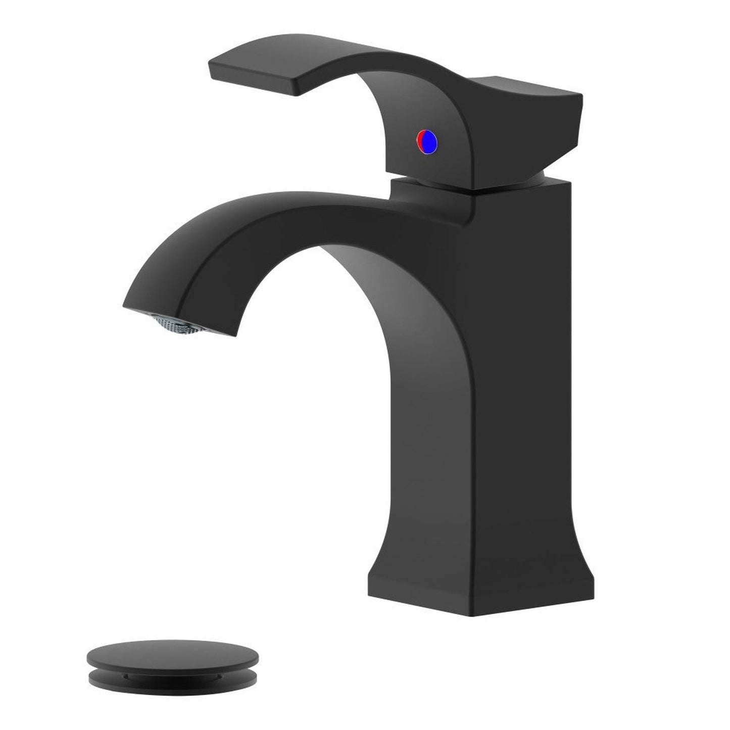 Bellaterra Home Kediri 5" Single-Hole and Single Handle Matte Black Bathroom Sink Faucet With Overflow Drain Assembly