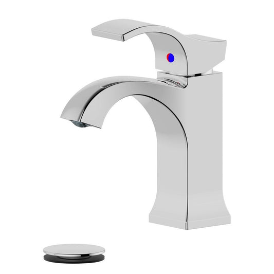 Bellaterra Home Kediri 5" Single-Hole and Single Handle Polished Chrome Bathroom Sink Faucet With Drain Assembly