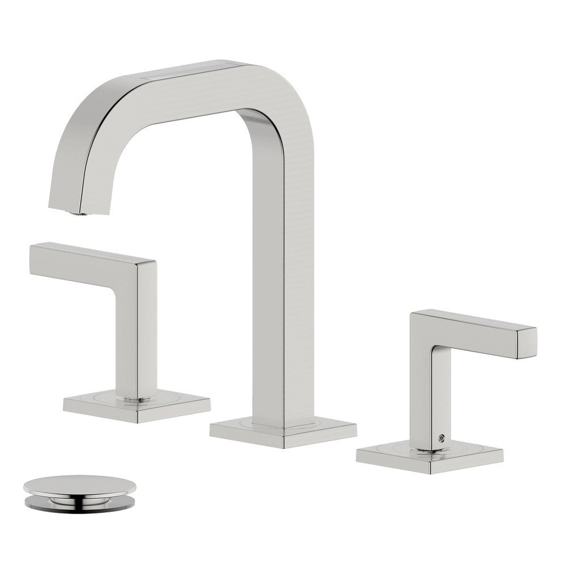 Bellaterra Home Kiel 7" Double-Handle Widespread Brushed Nickel Bathroom Sink Faucet With Drain Assembly