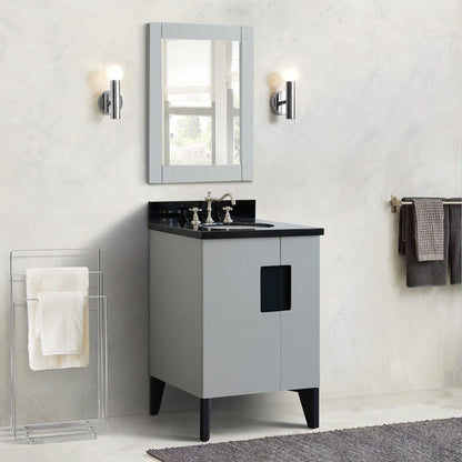Bellaterra Home Kolb 25" 2-Door 1-Drawer Light Gray Freestanding Vanity Set With Ceramic Undermount Oval Sink and Black Galaxy Granite Top