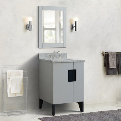 Bellaterra Home Kolb 25" 2-Door 1-Drawer Light Gray Freestanding Vanity Set With Ceramic Undermount Oval Sink and Gray Granite Top