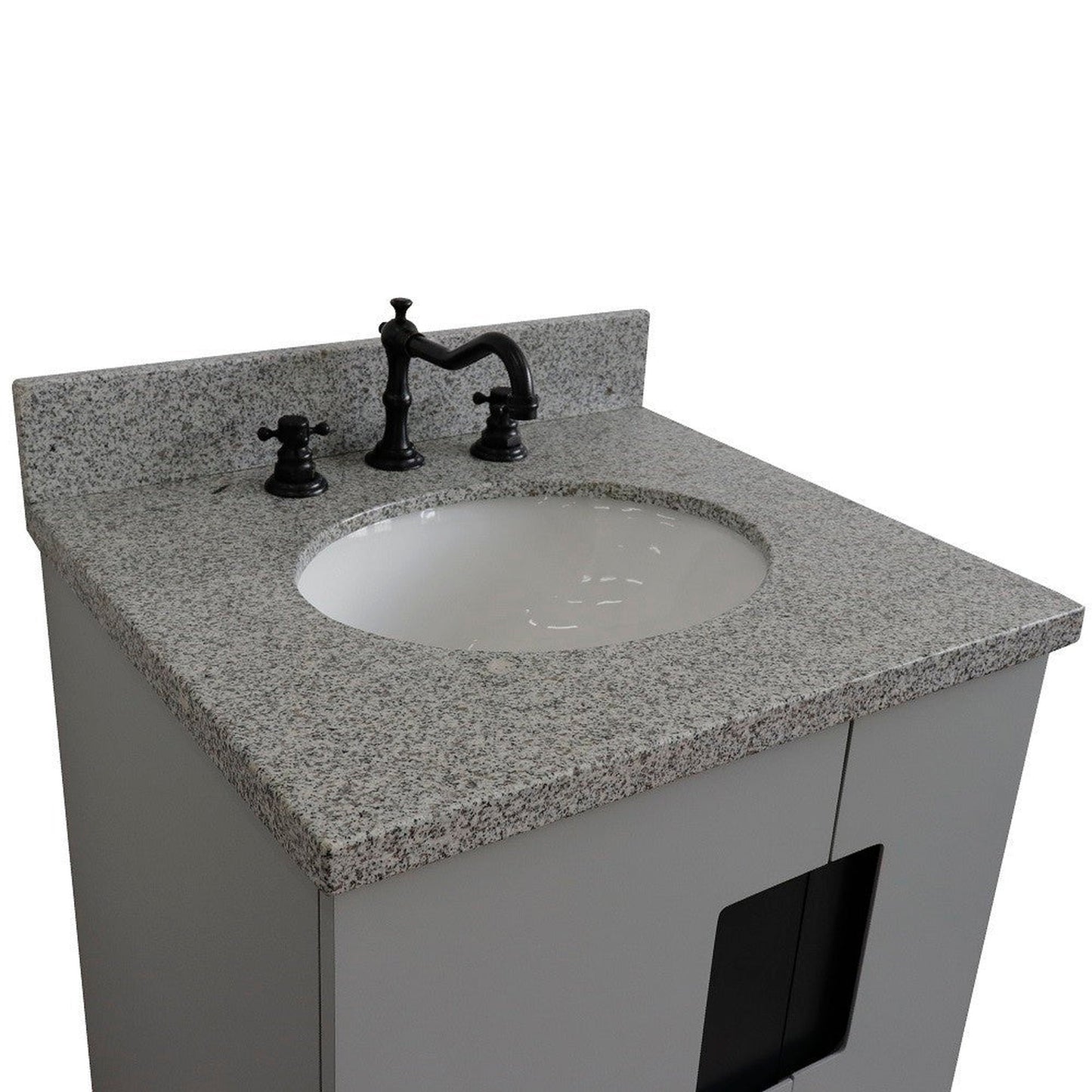 Bellaterra Home Kolb 25" 2-Door 1-Drawer Light Gray Freestanding Vanity Set With Ceramic Undermount Oval Sink and Gray Granite Top