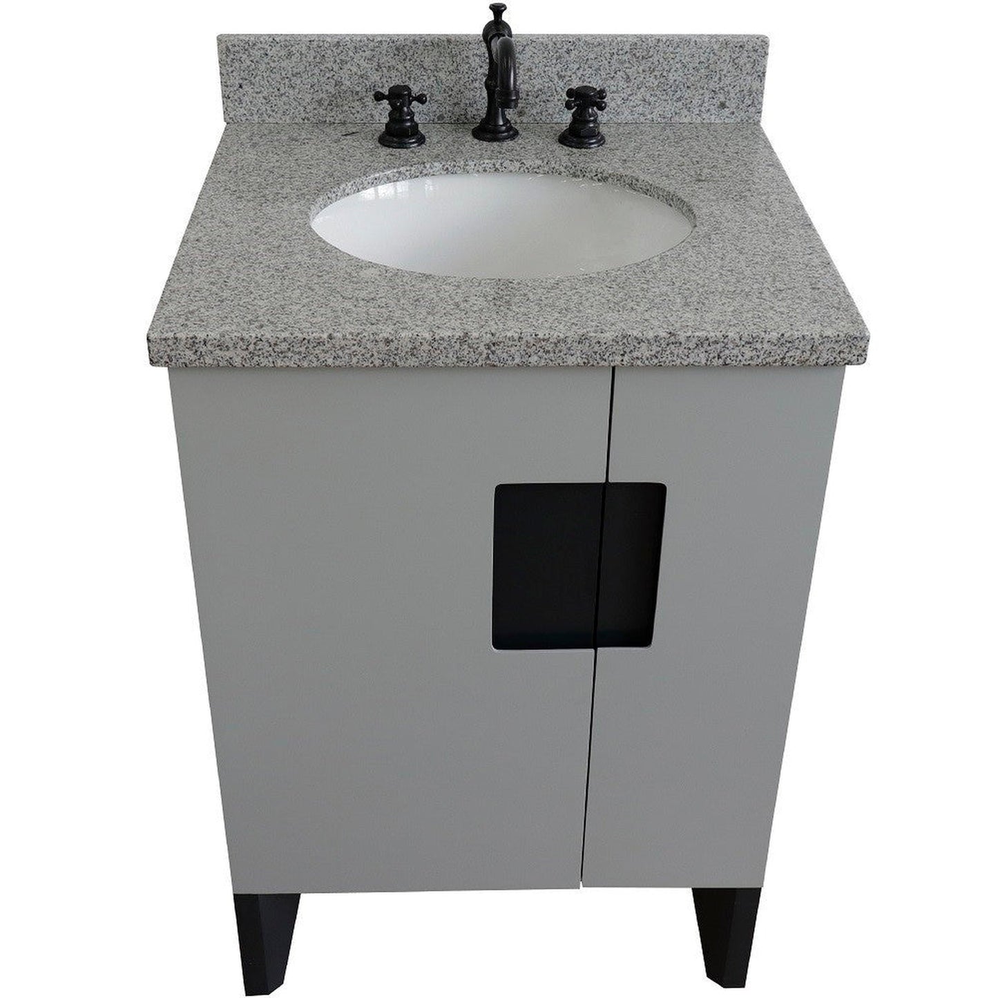 Bellaterra Home Kolb 25" 2-Door 1-Drawer Light Gray Freestanding Vanity Set With Ceramic Undermount Oval Sink and Gray Granite Top