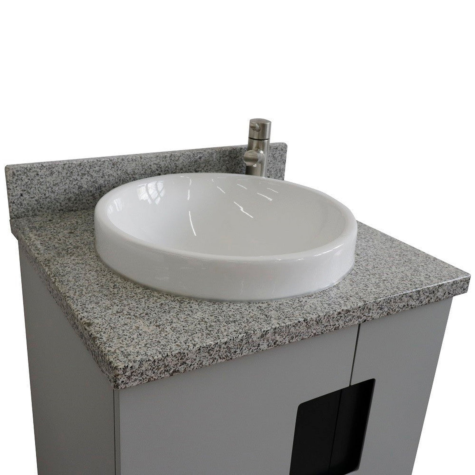 Bellaterra Home Kolb 25" 2-Door 1-Drawer Light Gray Freestanding Vanity Set With Ceramic Vessel Sink and Gray Granite Top