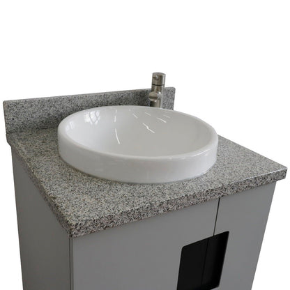 Bellaterra Home Kolb 25" 2-Door 1-Drawer Light Gray Freestanding Vanity Set With Ceramic Vessel Sink and Gray Granite Top