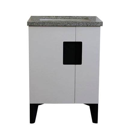 Bellaterra Home Kolb 25" 2-Door 1-Drawer White Freestanding Vanity Set With Ceramic Undermount Rectangular Sink and Gray Granite Top