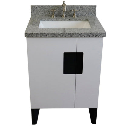 Bellaterra Home Kolb 25" 2-Door 1-Drawer White Freestanding Vanity Set With Ceramic Undermount Rectangular Sink and Gray Granite Top