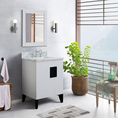 Bellaterra Home Kolb 25" 2-Door 1-Drawer White Freestanding Vanity Set With Ceramic Undermount Rectangular Sink and White Carrara Marble Top