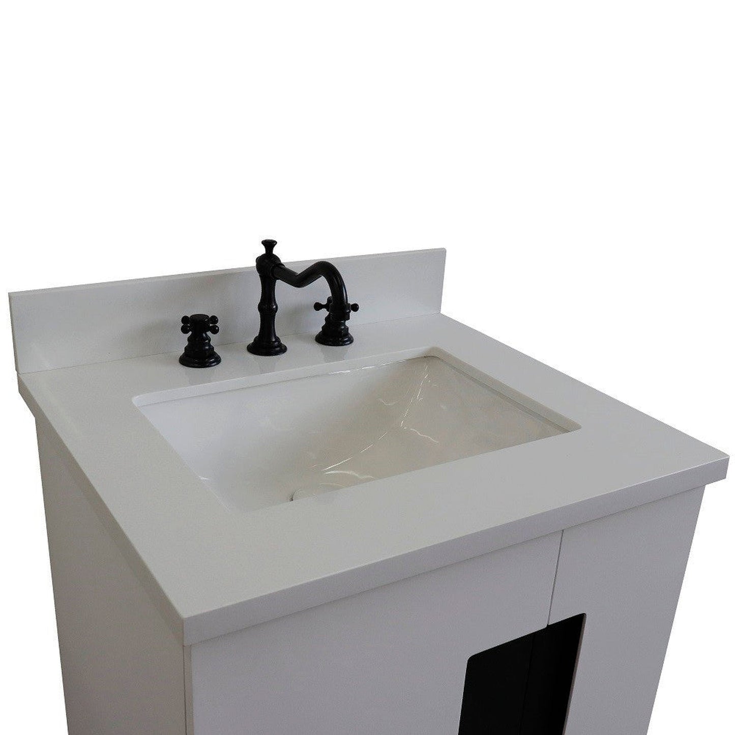 Bellaterra Home Kolb 25" 2-Door 1-Drawer White Freestanding Vanity Set With Ceramic Undermount Rectangular Sink and White Quartz Top