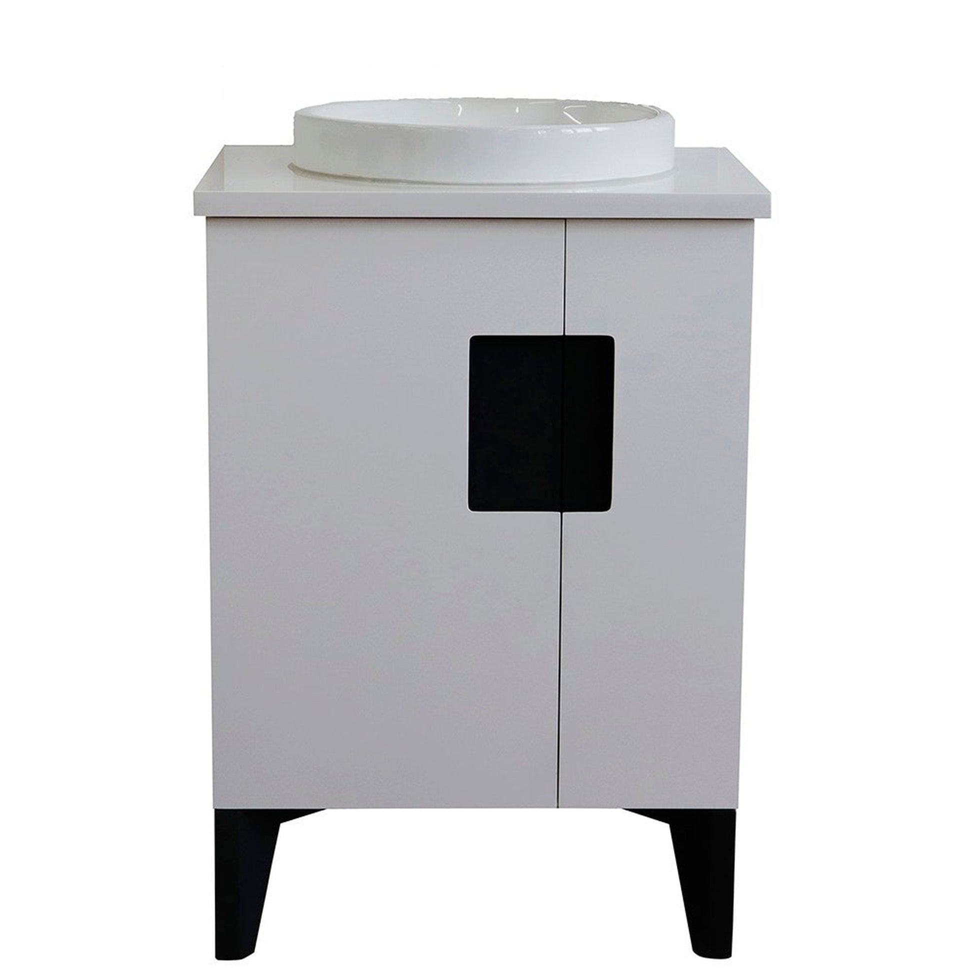 Bellaterra Home Kolb 25" 2-Door 1-Drawer White Freestanding Vanity Set With Ceramic Vessel Sink and White Quartz Top