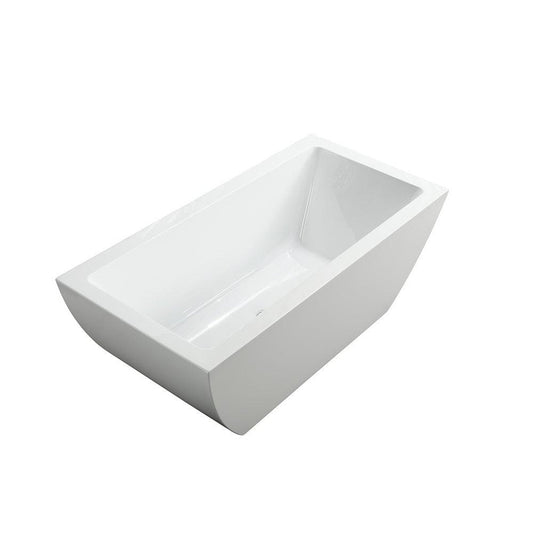 Bellaterra Home Livorno 59" x 24" Glossy White Rectangle Acrylic Freestanding Soaking Bathtub