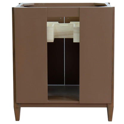 Bellaterra Home MCM 31" 2-Door 1-Drawer Walnut Freestanding Vanity Set With Ceramic Undermount Oval Sink And White Quartz Top