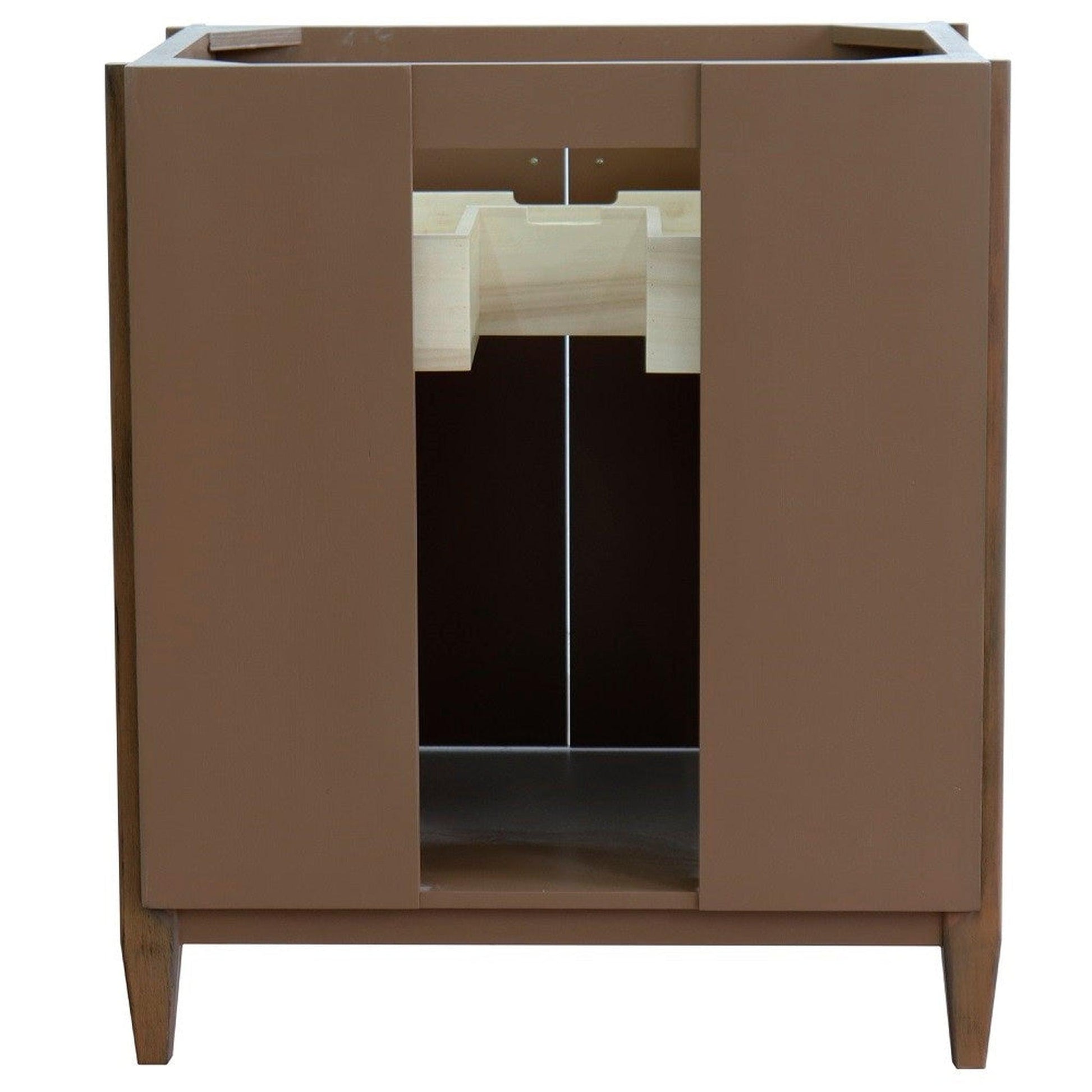 Bellaterra Home MCM 31" 2-Door 1-Drawer Walnut Freestanding Vanity Set With Ceramic Vessel Sink And White Quartz Top