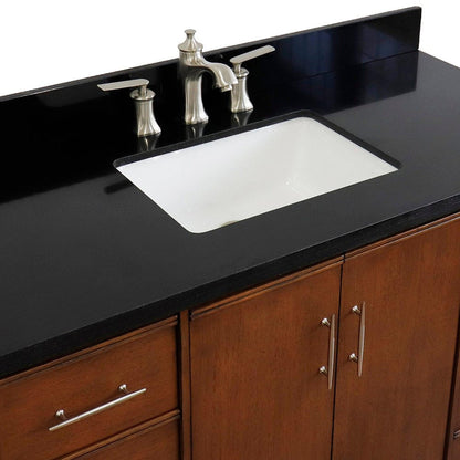 Bellaterra Home MCM 49" 2-Door 6-Drawer Walnut Freestanding Vanity Set With Ceramic Undermount Rectangular Sink and Black Galaxy Granite Top