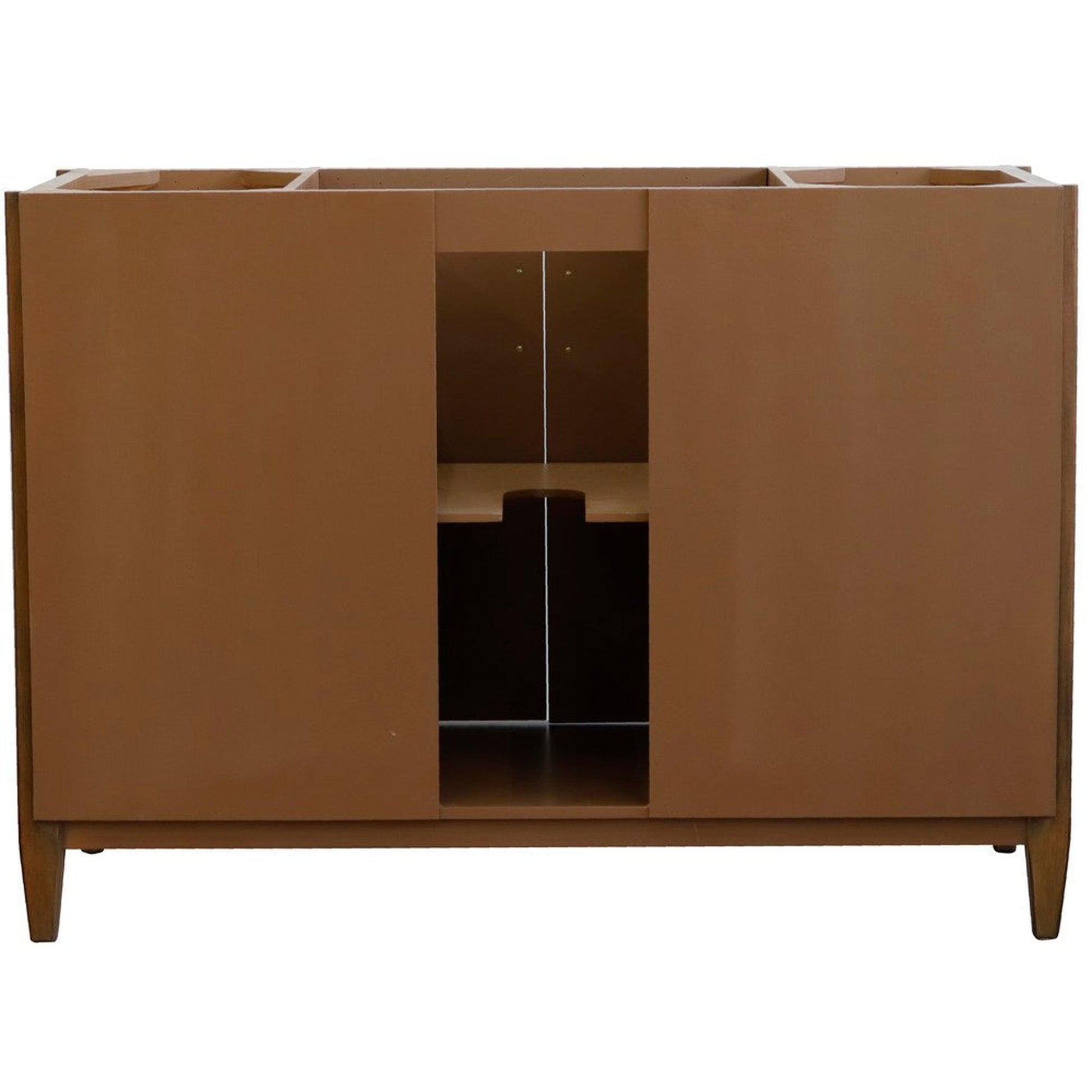 Bellaterra Home MCM 49" 2-Door 6-Drawer Walnut Freestanding Vanity Set With Ceramic Vessel Sink and White Quartz Top