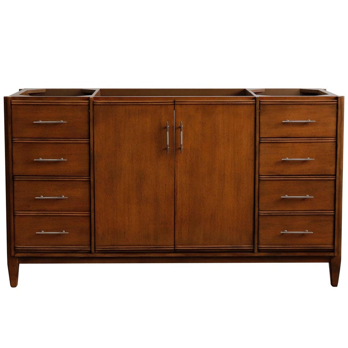 Bellaterra Home MCM 60" 2-Door 6-Drawer Walnut Freestanding Vanity Base