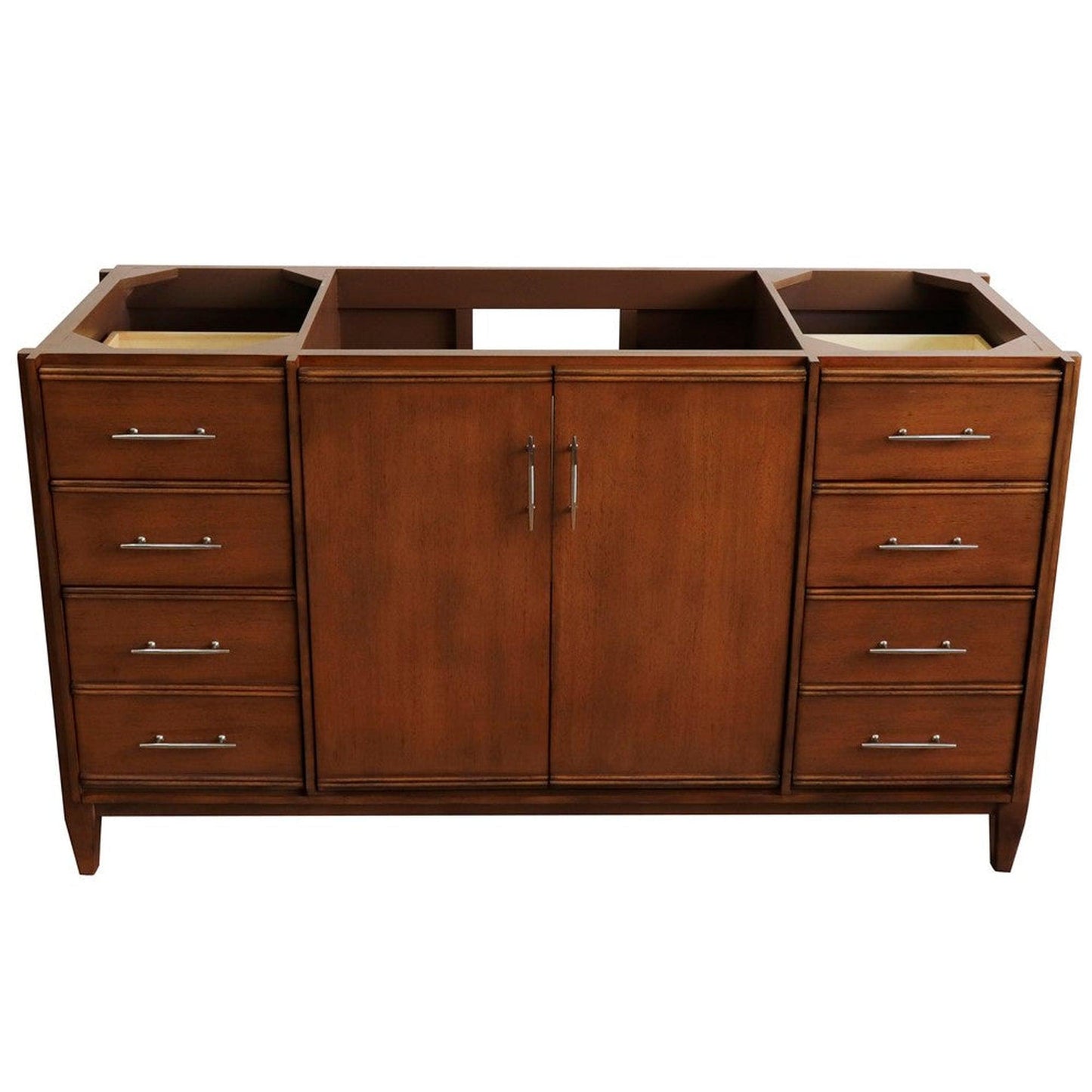 Bellaterra Home MCM 60" 2-Door 6-Drawer Walnut Freestanding Vanity Base