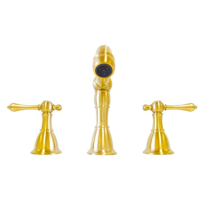 Bellaterra Home Messina 6" Double-Handle Widespread Gold Bathroom Faucet With Overflow Drain Assembly