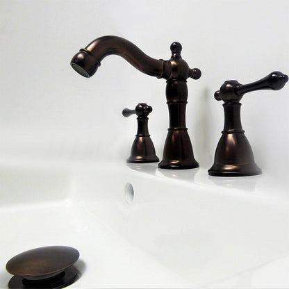 Bellaterra Home Messina 6" Double-Handle Widespread Oil Rubbed Bronze Bathroom Faucet With Overflow Drain Assembly