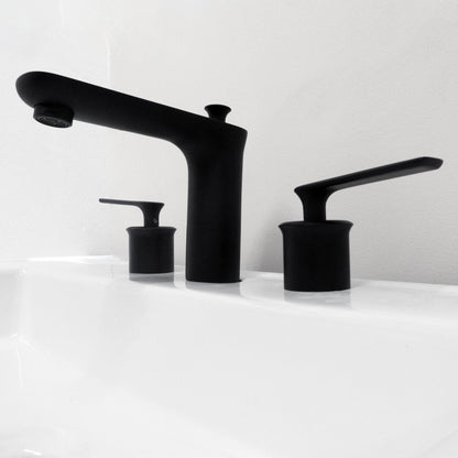 Bellaterra Home Modica 6" Double-Handle Widespread New Black Bathroom Faucet With Overflow Drain Assembly