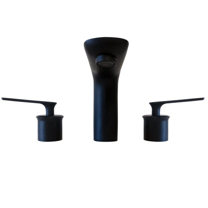 Bellaterra Home Modica 6" Double-Handle Widespread New Black Bathroom Faucet With Overflow Drain Assembly