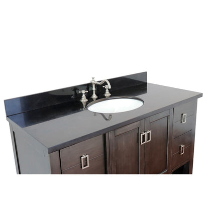 Bellaterra Home Monterey 49" 2-Door 4-Drawer Silvery Brown Freestanding Vanity Set With Ceramic Undermount Oval Sink and Black Galaxy Top