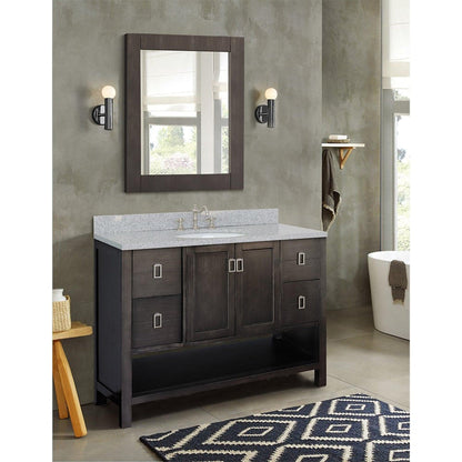 Bellaterra Home Monterey 49" 2-Door 4-Drawer Silvery Brown Freestanding Vanity Set With Ceramic Undermount Oval Sink and Gray Granite Top