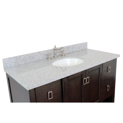 Bellaterra Home Monterey 49" 2-Door 4-Drawer Silvery Brown Freestanding Vanity Set With Ceramic Undermount Oval Sink and Gray Granite Top