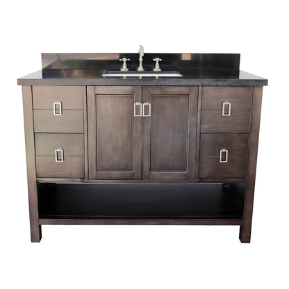 Bellaterra Home Monterey 49" 2-Door 4-Drawer Silvery Brown Freestanding Vanity Set With Ceramic Undermount Rectangular Sink and Black Galaxy Top