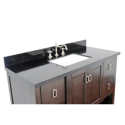 Bellaterra Home Monterey 49" 2-Door 4-Drawer Silvery Brown Freestanding Vanity Set With Ceramic Undermount Rectangular Sink and Black Galaxy Top