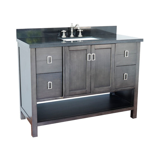 Bellaterra Home Monterey 49" 2-Door 4-Drawer Silvery Brown Freestanding Vanity Set With Ceramic Undermount Rectangular Sink and Black Galaxy Top