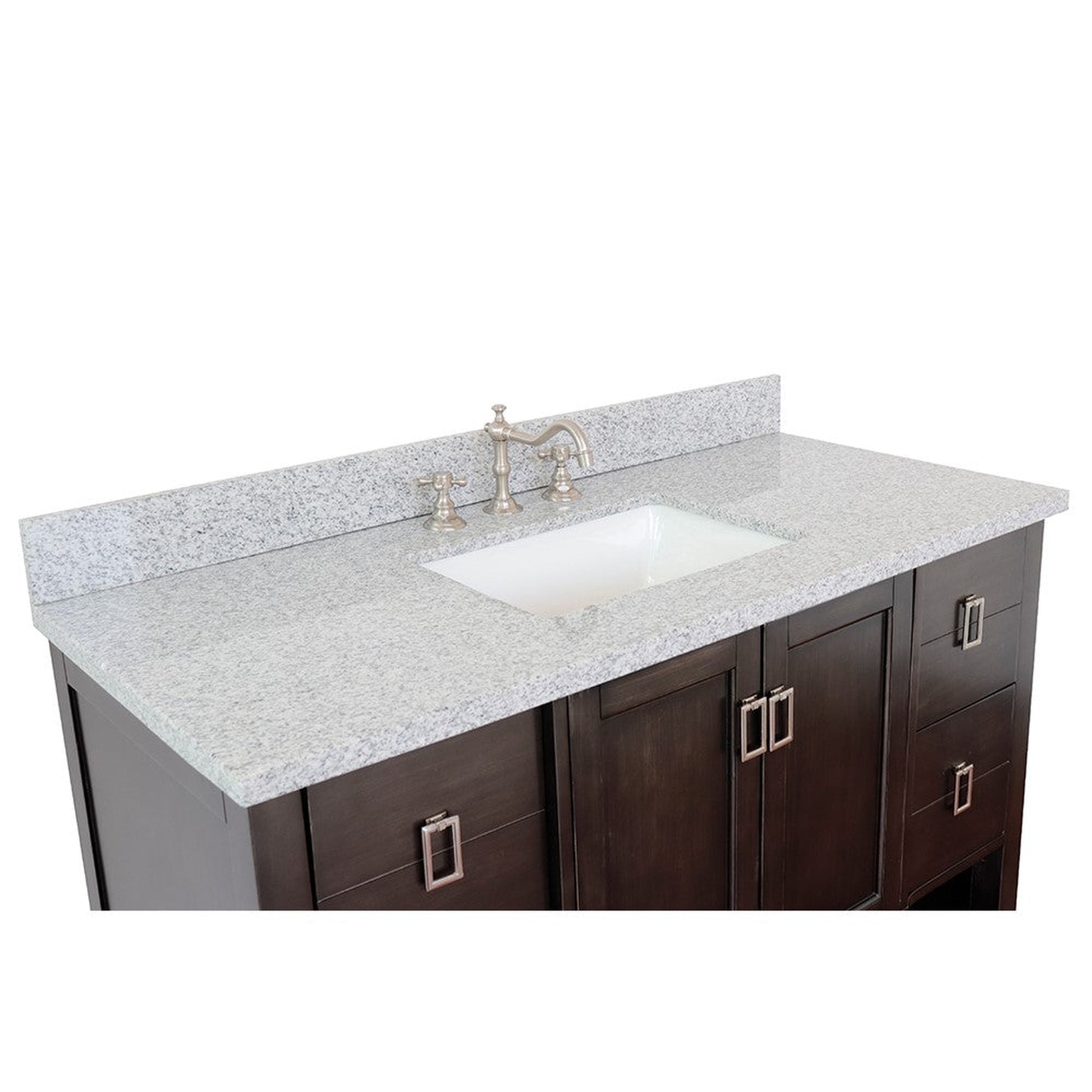 Bellaterra Home Monterey 49" 2-Door 4-Drawer Silvery Brown Freestanding Vanity Set With Ceramic Undermount Rectangular Sink and Gray Granite Top