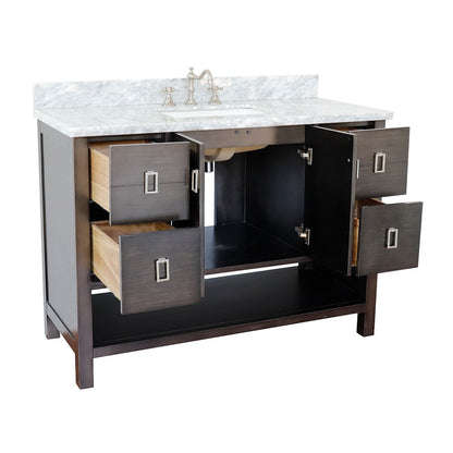 Bellaterra Home Monterey 49" 2-Door 4-Drawer Silvery Brown Freestanding Vanity Set With Ceramic Undermount Rectangular Sink and White Carrara Marble Top