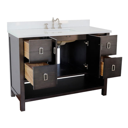 Bellaterra Home Monterey 49" 2-Door 4-Drawer Silvery Brown Freestanding Vanity Set With Ceramic Undermount Rectangular Sink and White Quartz Top