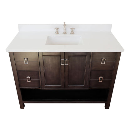 Bellaterra Home Monterey 49" 2-Door 4-Drawer Silvery Brown Freestanding Vanity Set With Ceramic Undermount Rectangular Sink and White Quartz Top